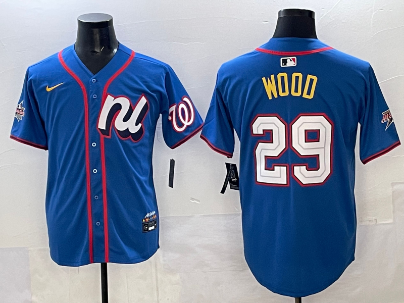 Men 2025 Washington Nationals #29 Wood blue MLB All Star Nike jersey